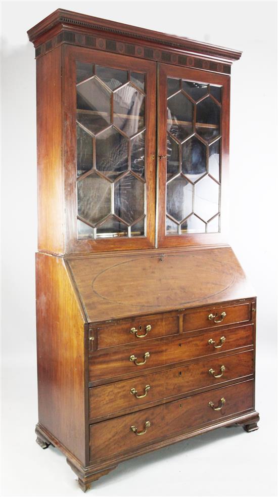 George III mahogany bureau bookcase